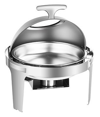 Чафиндиш MVQ Standart 6 л с крышкой Roll-top со стеклом из нержавеющей стали