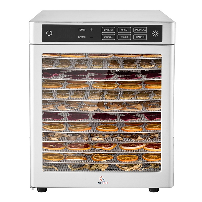 Дегидратор AIRHOT FD-12 GLASS-L 1кВт 220В 12 уровней из нержавеющей стали, 350×450×380 мм